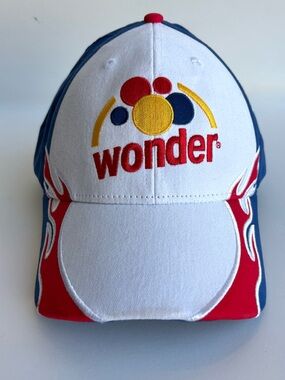 Wonder Logo Ricky Bobby Men's White, Red & Blue Baseball Cap